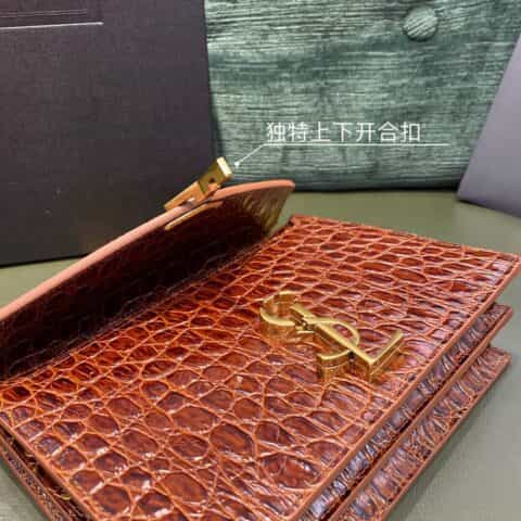 Saint laurent Ysl Cassandra bag 532750胡椒棕色鳄鱼纹