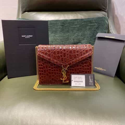 Saint laurent Ysl Cassandra bag 532750胡椒棕色鳄鱼纹