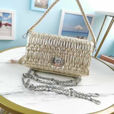 MIUMIU缪缪顶级进口小羊皮仿水晶链条包5BH012