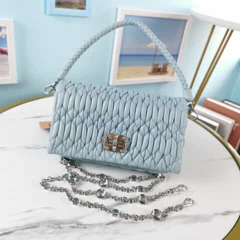 MIUMIU缪缪顶级进口小羊皮仿水晶链条包5BH012