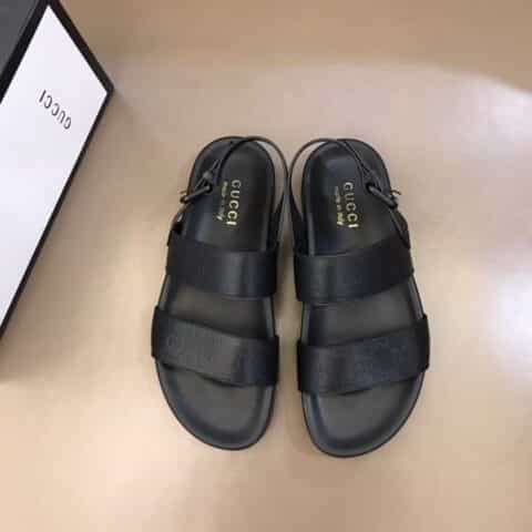 GUCCI古驰   G家新品头层小牛皮材质新品男士拖鞋