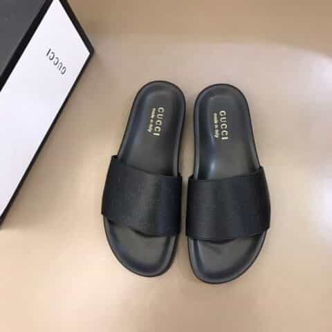 GUCCI古驰   G家新品头层小牛皮材质新品男士拖鞋