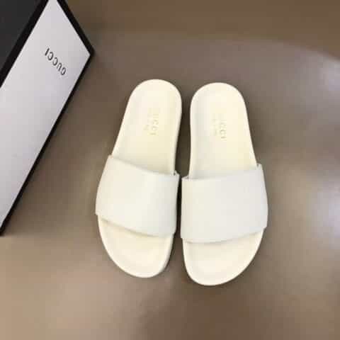 GUCCI古驰   G家新品头层小牛皮材质新品男士拖鞋