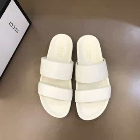 GUCCI古驰   G家新品头层小牛皮材质新品男士拖鞋