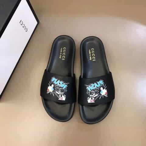GUCCI古驰   头层小牛皮材质G家新品男士拖鞋