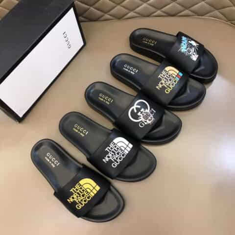 GUCCI古驰   头层小牛皮材质G家新品男士拖鞋