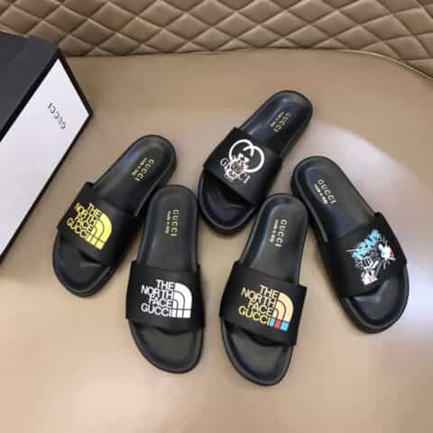 GUCCI古驰   头层小牛皮材质G家新品男士拖鞋