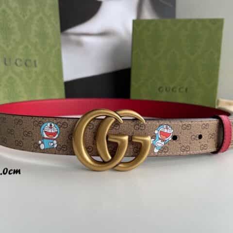 GUCCI古驰   艺术家Ken Scott创作的鲜花花卉印花图案系列双G带扣款3.0cm腰带