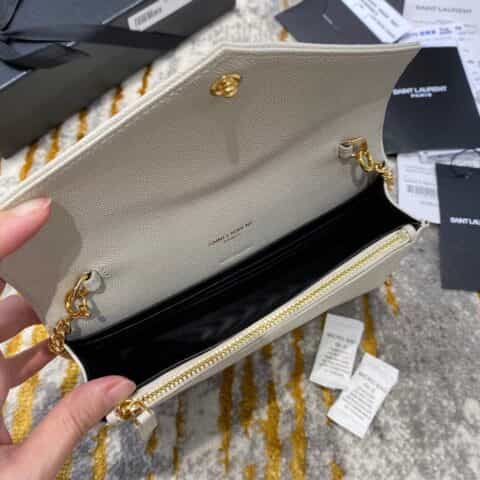 Saint laurent Ysl woc小号信封包 393953白色金扣