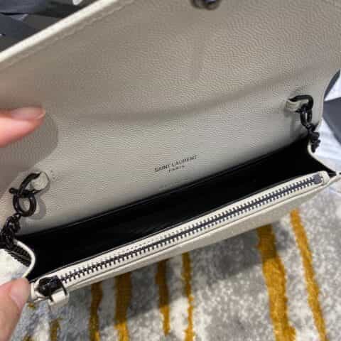 Saint laurent Ysl woc小号信封包 393953白色黑扣