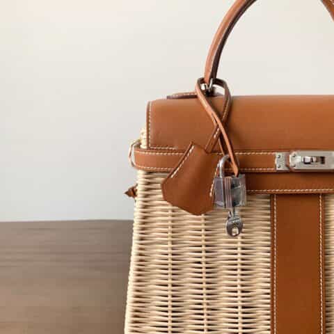 Hermès爱马仕 Kelly 25 Picnic 金棕/编织 银扣 全手工