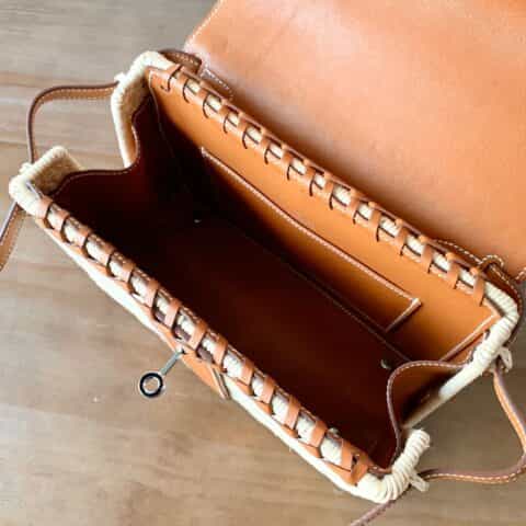 Hermès爱马仕 Kelly 25 Picnic 金棕/编织 银扣 全手工