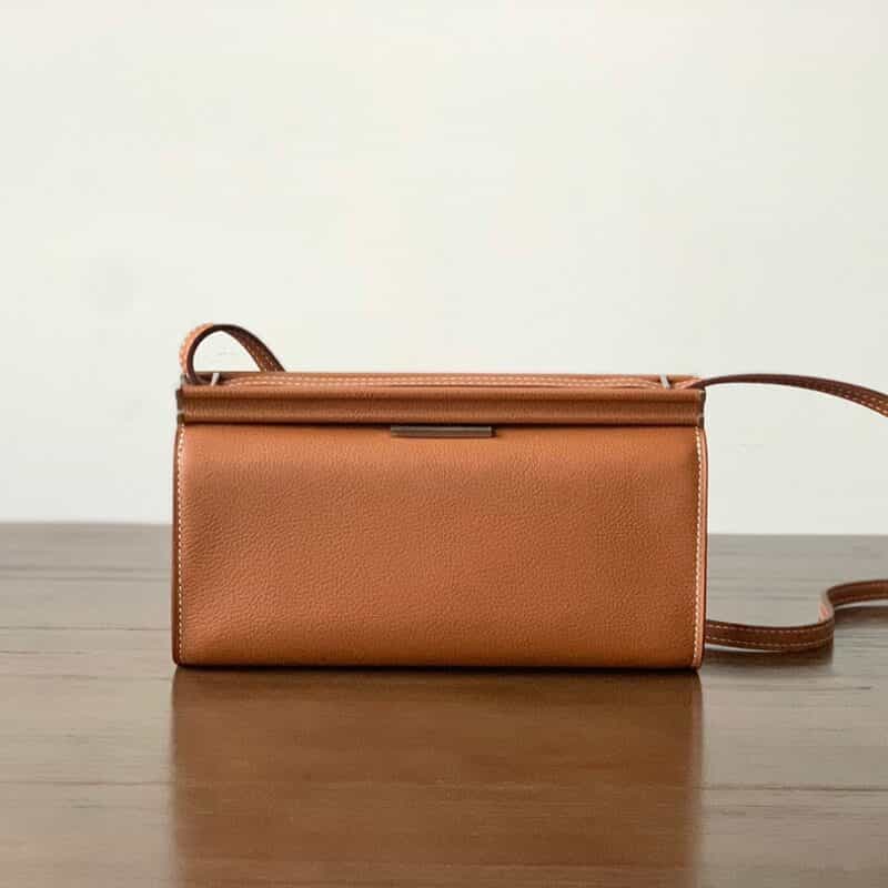 Hermès爱马仕 Clic evercolor 金棕 银扣 全手工