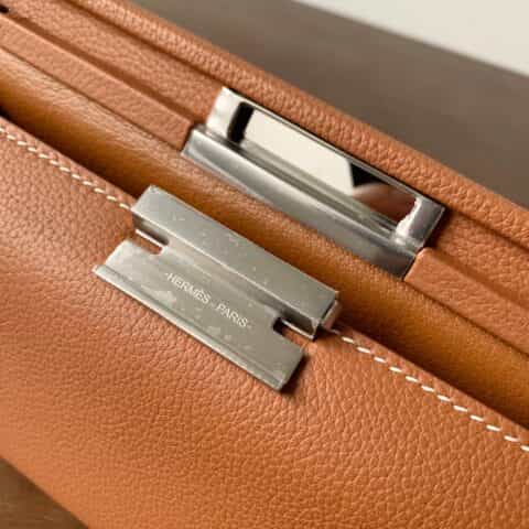 Hermès爱马仕 Clic evercolor 金棕 银扣 全手工