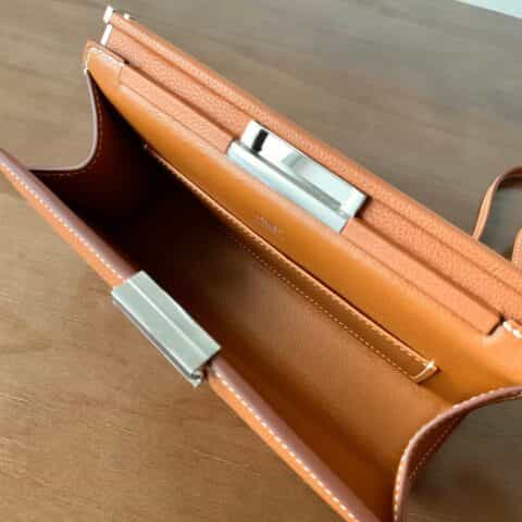 Hermès爱马仕 Clic evercolor 金棕 银扣 全手工