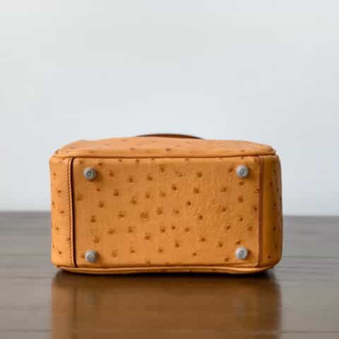 Hermès爱马仕 Mini Lindy 鸵鸟皮 太妃金 银扣 全手工