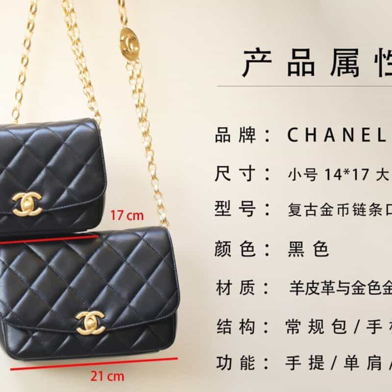 Chanel香奈儿 2020秋冬复古金币链条口盖包 小号
