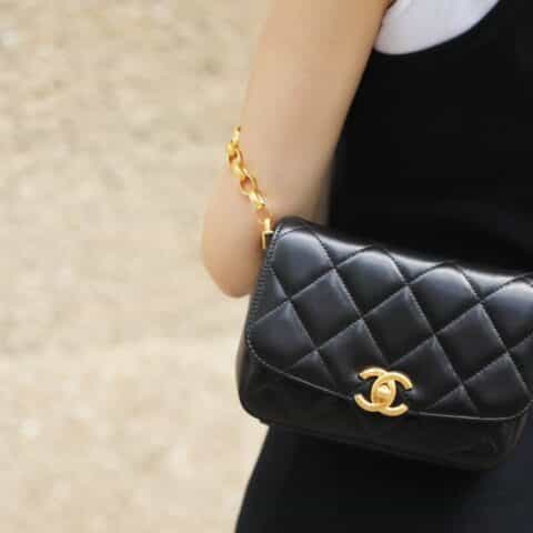 Chanel香奈儿 2020秋冬复古金币链条口盖包 小号