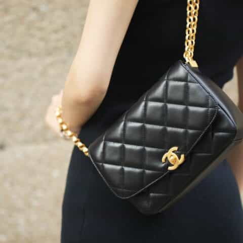 Chanel香奈儿 2020秋冬复古金币链条口盖包 大号
