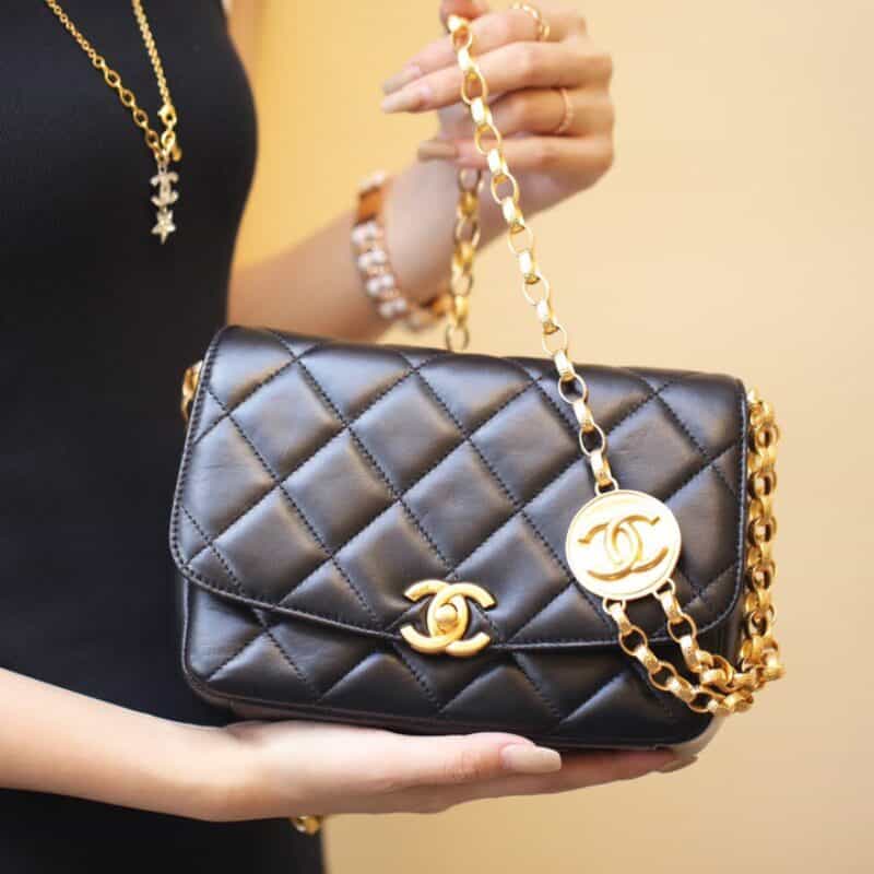 Chanel香奈儿 2020秋冬复古金币链条口盖包 大号