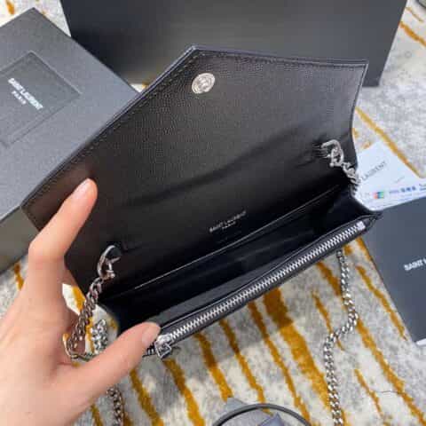 Saint laurent Ysl woc小号信封包 393953黑色银扣
