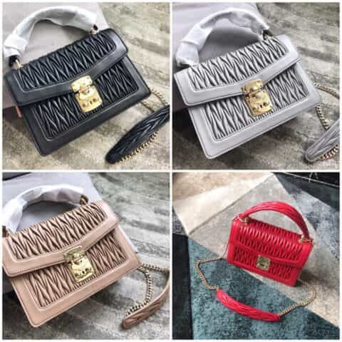 MIUMIU缪缪经典提花压纹顶级进口Matelasse小羊皮材质手提单肩斜挎包5BA094