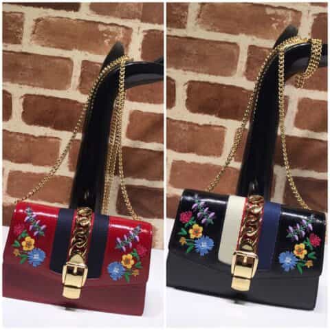 GUCCI古驰皮革刺绣单肩斜挎包494646