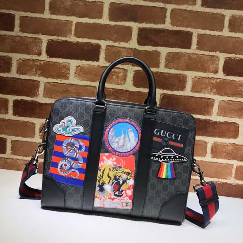 GUCCI古驰双G黑色人造帆布公文包474135