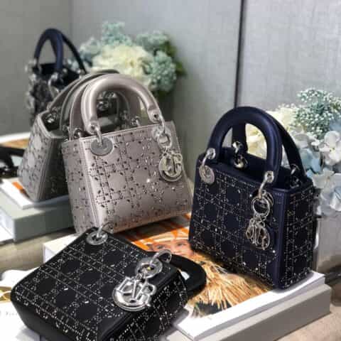 Dior Lady Mini 真丝镶钻戴妃包