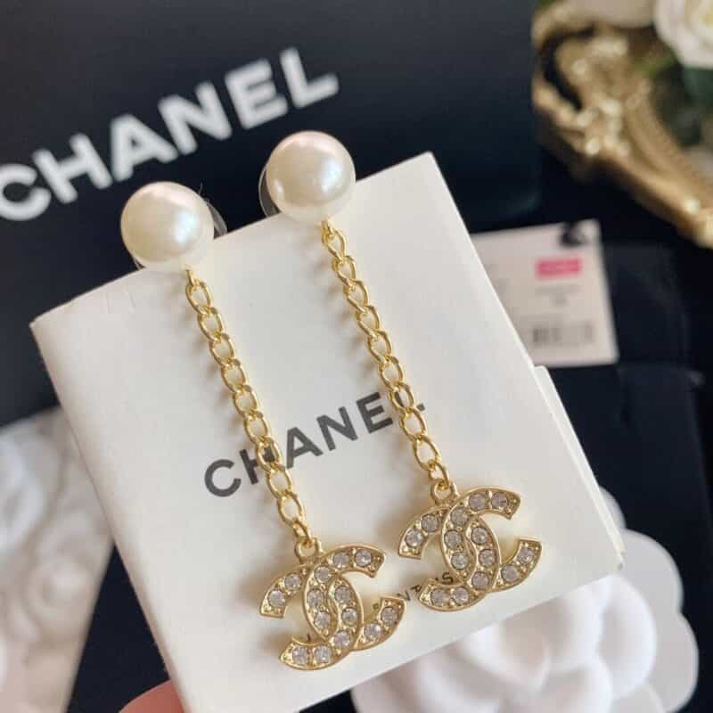20新款CHANEL香奈儿双c珍珠耳钉耳环