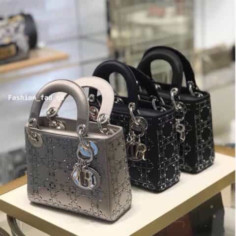Dior Lady Mini 真丝镶钻戴妃包