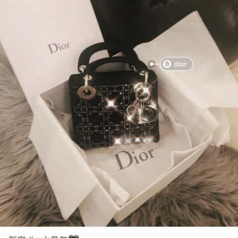 Dior Lady Mini 真丝镶钻戴妃包