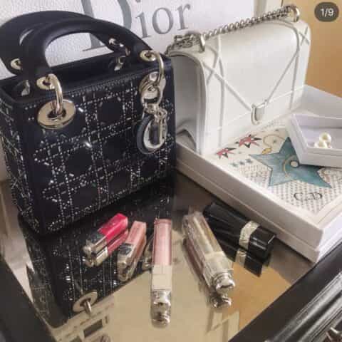 Dior Lady Mini 真丝镶钻戴妃包