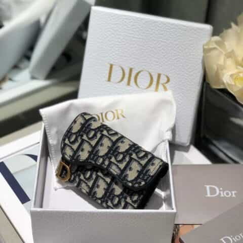 Dior 蓝色Oblique印花马鞍翻盖卡夹 S5611CTZQ_M928