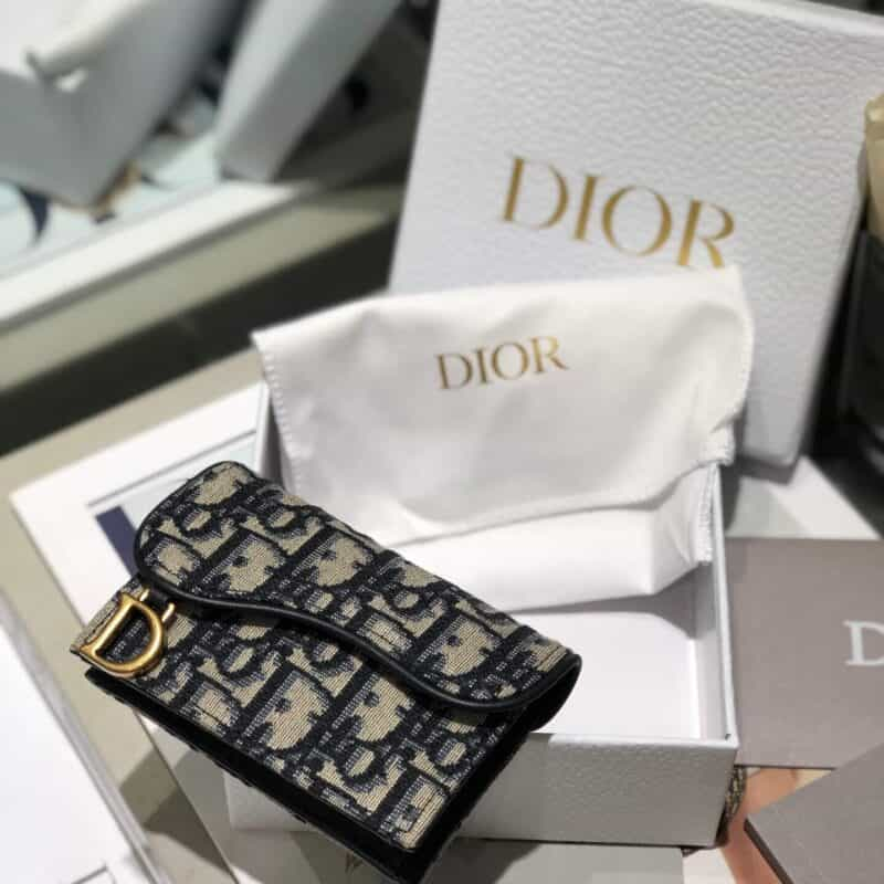 Dior 蓝色Oblique印花马鞍翻盖卡夹 S5611CTZQ_M928