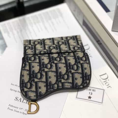 Dior 蓝色Oblique印花马鞍翻盖卡夹 S5611CTZQ_M928