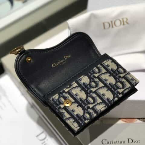 Dior 蓝色Oblique印花马鞍翻盖卡夹 S5611CTZQ_M928