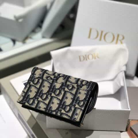 Dior 蓝色Oblique印花马鞍翻盖卡夹 S5611CTZQ_M928