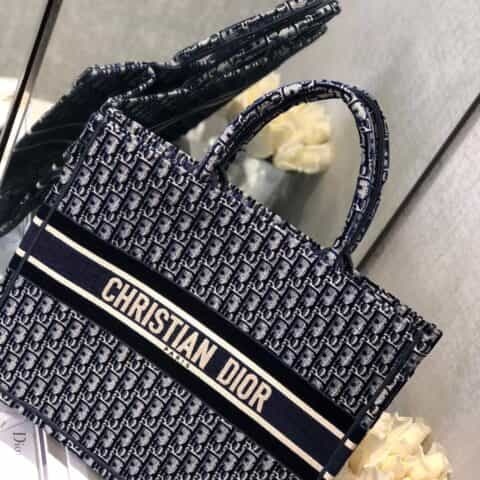 Dior蓝色天鹅绒Oblique印花Book Tote Bag M1286ZWVF_M928