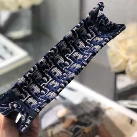 Dior蓝色天鹅绒Oblique印花Mini Book Tote Bag S5475ZWVF_M928