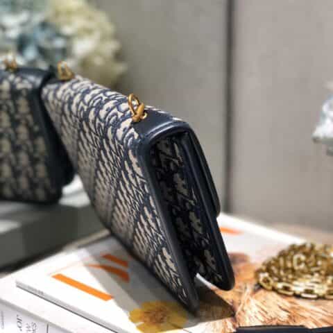 Dior蓝色天鹅绒Oblique印花addict bag M5818