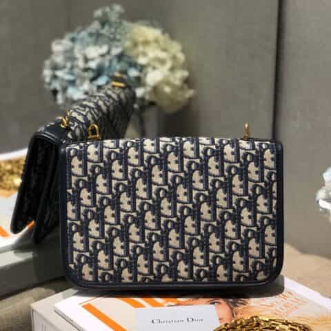 Dior蓝色天鹅绒Oblique印花addict bag M5818