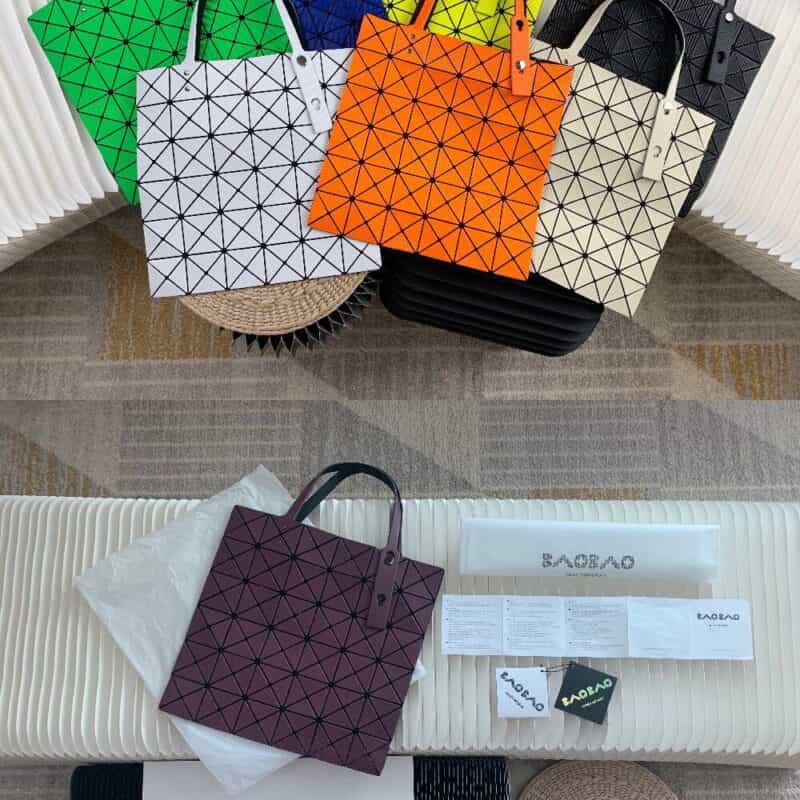 三宅一生雾面钻石斜纹系列钻石纹手提袋