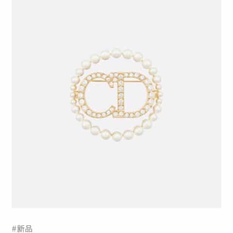 新款DIOR迪奥金色CD珍珠胸针