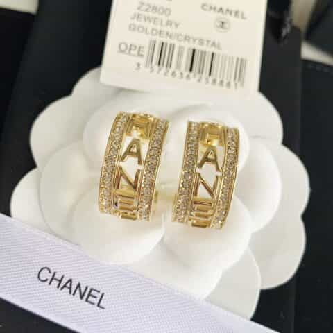 20新款CHANEL香奈儿金色字母镂空耳钉耳环
