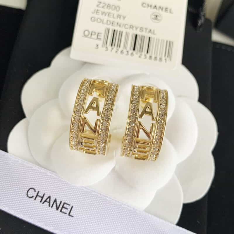 20新款CHANEL香奈儿金色字母镂空耳钉耳环