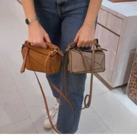 LOEWE罗意威 Mini Puzzle bag几何包 0338焦糖色18CM