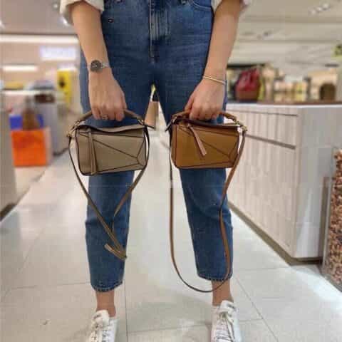 LOEWE罗意威 Mini Puzzle bag几何包 0338焦糖色18CM