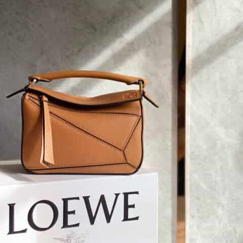 LOEWE罗意威 Mini Puzzle bag几何包 0338焦糖色18CM