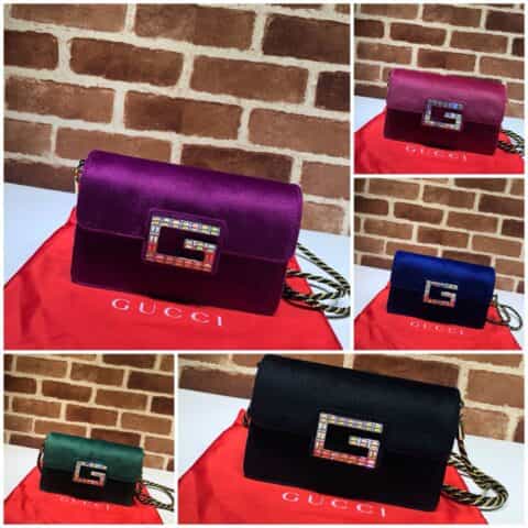 GUCCI古驰18秋冬新款 女士玫红色方肩包544242